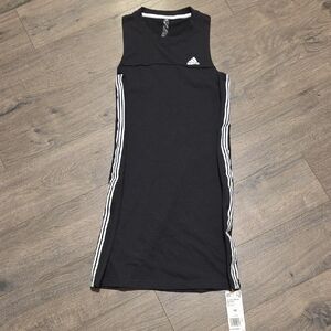 NWT Adidas Racer Back Sleeveless Dress White Stripes